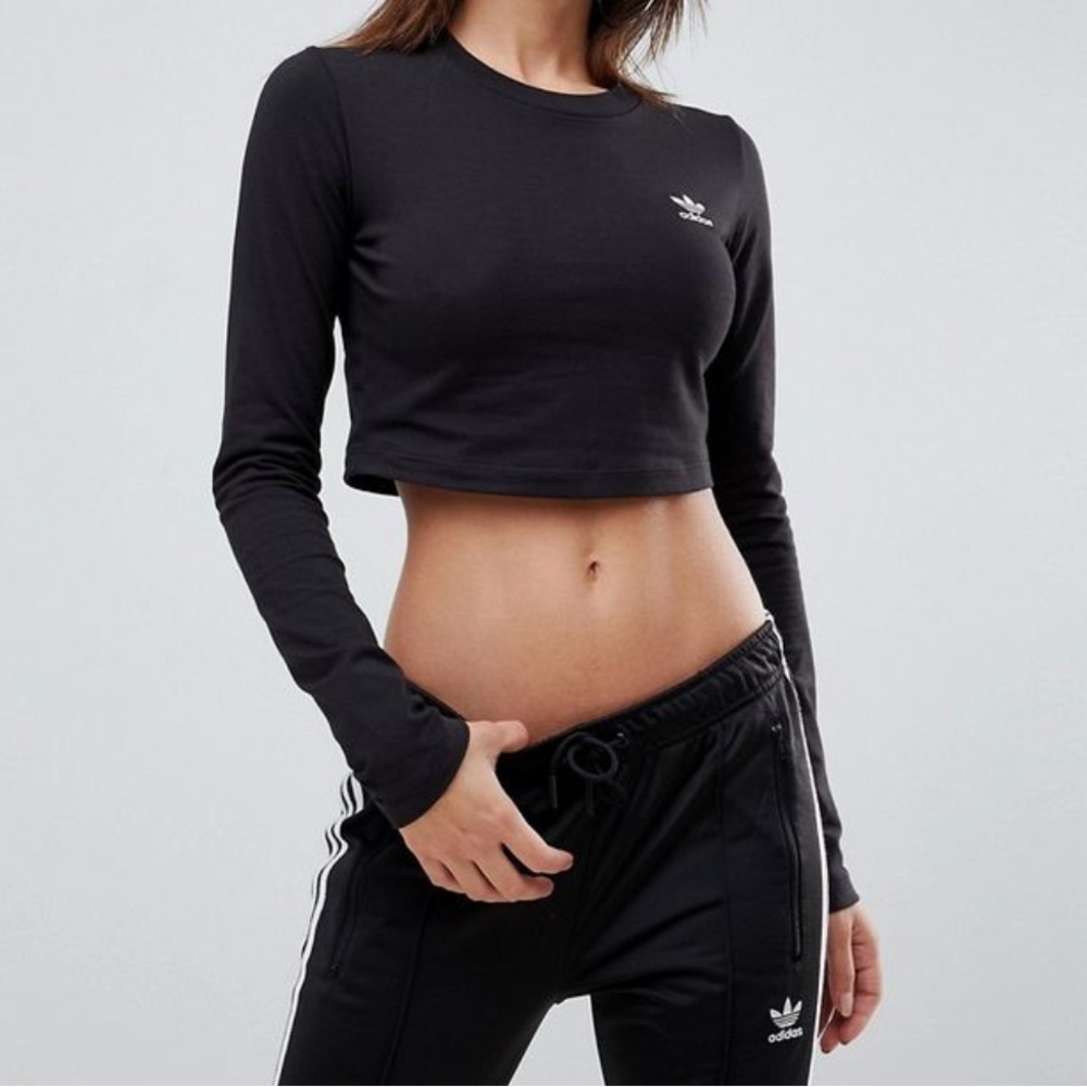 Like NEW Adidas Black Long Sleeve Crop Top